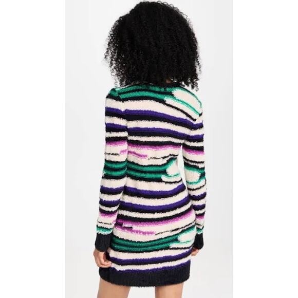 AMUR Lorelle Teddy Striped Sweater Dress Wool Alpaca Blend Size M Mini Winter - Picture 2 of 10